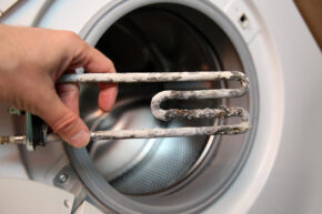 Washing machine with limescaled element