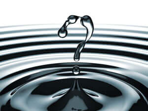 Water droplet in the shame of a question mark