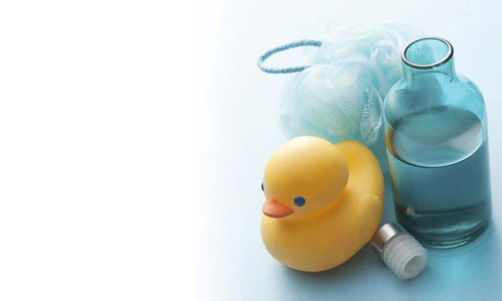 rubber duck and bath accessories