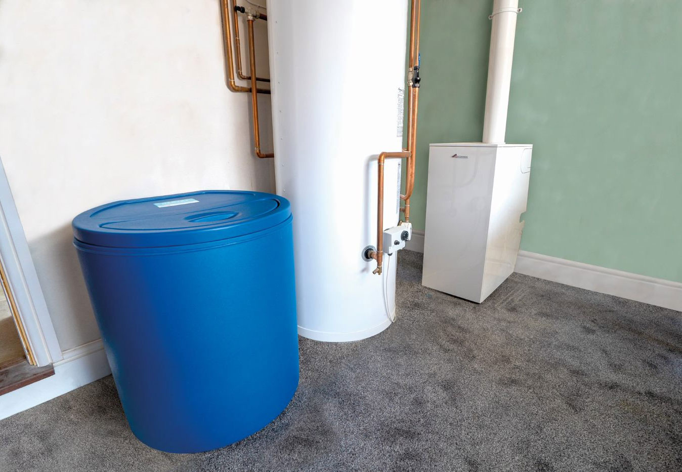 The Big Blue Water Softener in Location