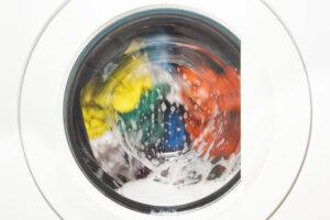clothes in a washing machine