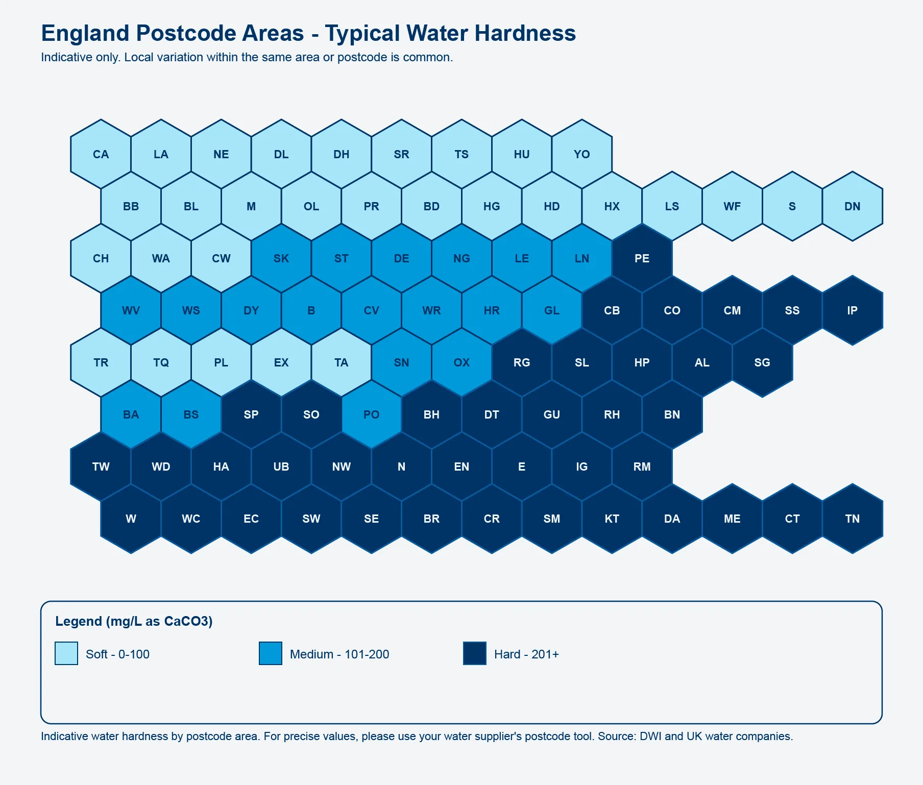 Water hardness map UK